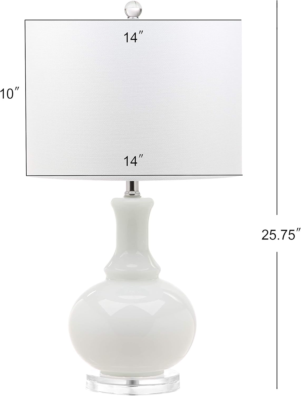 SAFAVIEH Lighting Collection Franny Modern Contemporary White Glass 28-inch Bedroom Living Room Home Office Desk Nightstand Table Lamp Set of 2 (LED Bulbs Included)
