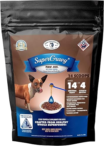 SuperGravy PAW jus  Decoración natural para perros  Mezcla de alimentos para caldo de hidratación  Grado humano  Condimento para croquetas para