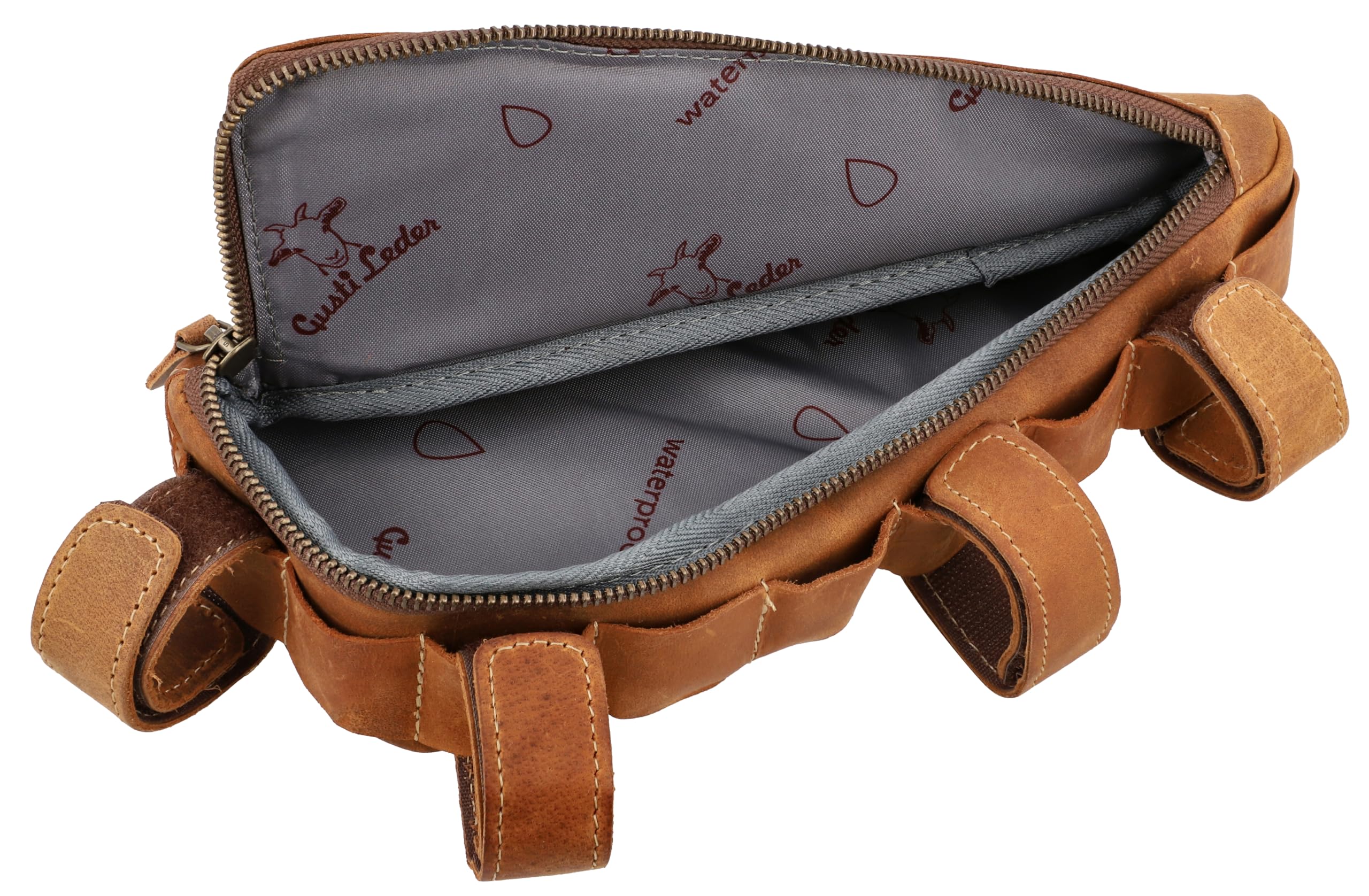 Gusti Fahrradtasche Leder - Rahmentasche Maurice G. Ledertasche für Werkzeug Vintage Look Braun Fahrradzubehör