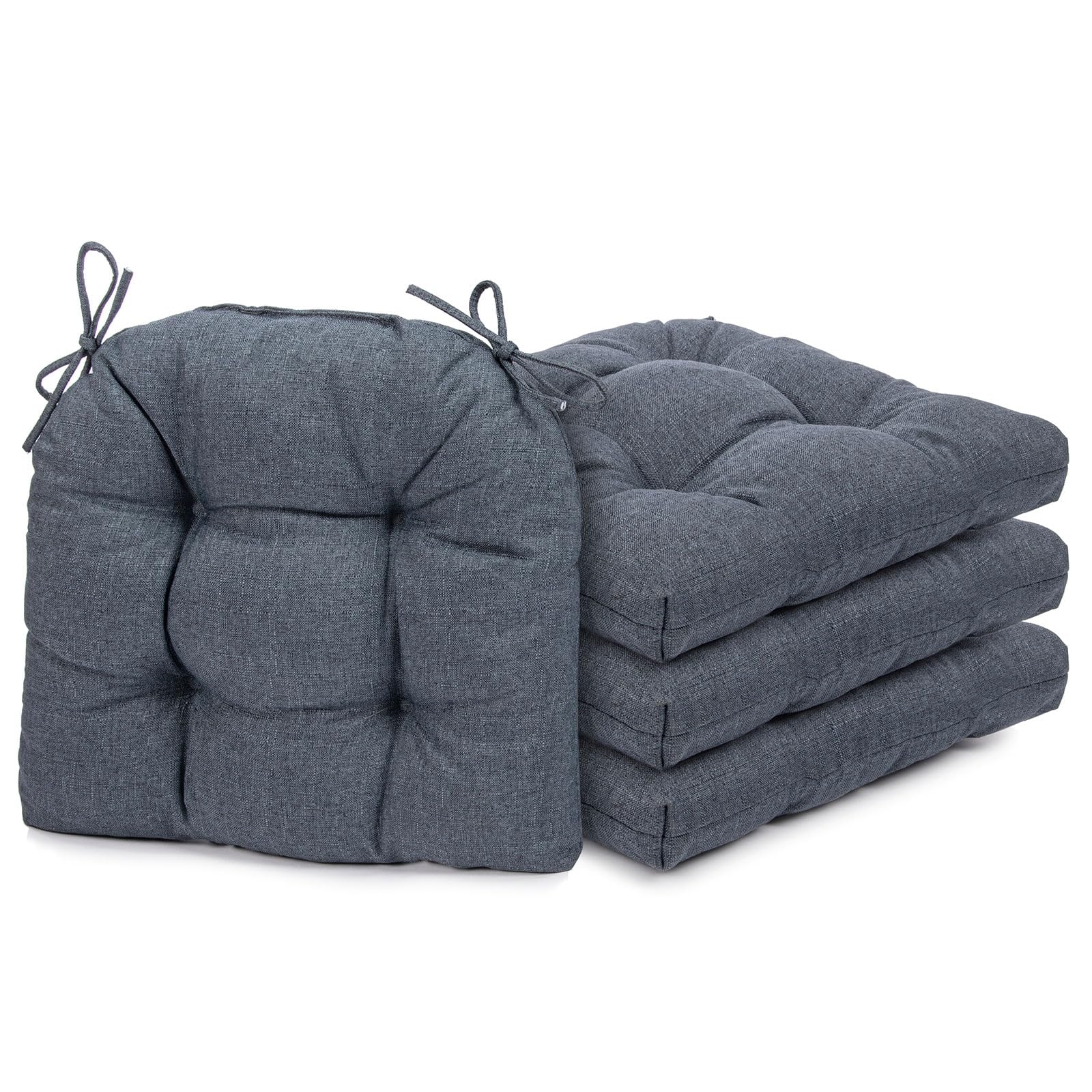 Kyaringtso Chair Cushions for Dining Chairs, 4 Pack Soft and Comfortable Chair Cushions Pads with Ties, Seat Cushions for Kitchen Chairs?Dining Room (4 Pack 17x16, Dark Blue)