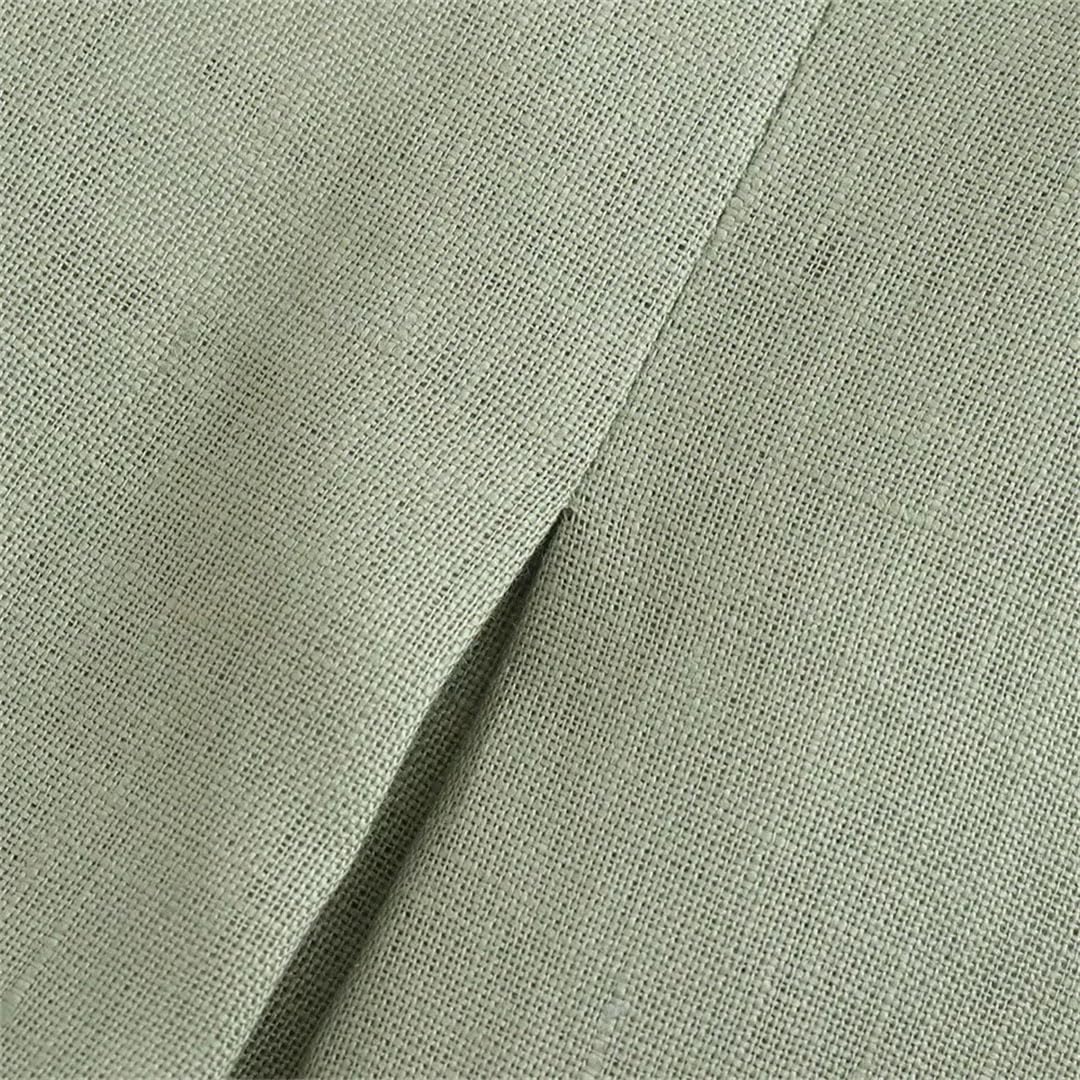 Chemise en lin avec poche pour femme - Couleur unie - Manches longues - Confort - Maison d'été