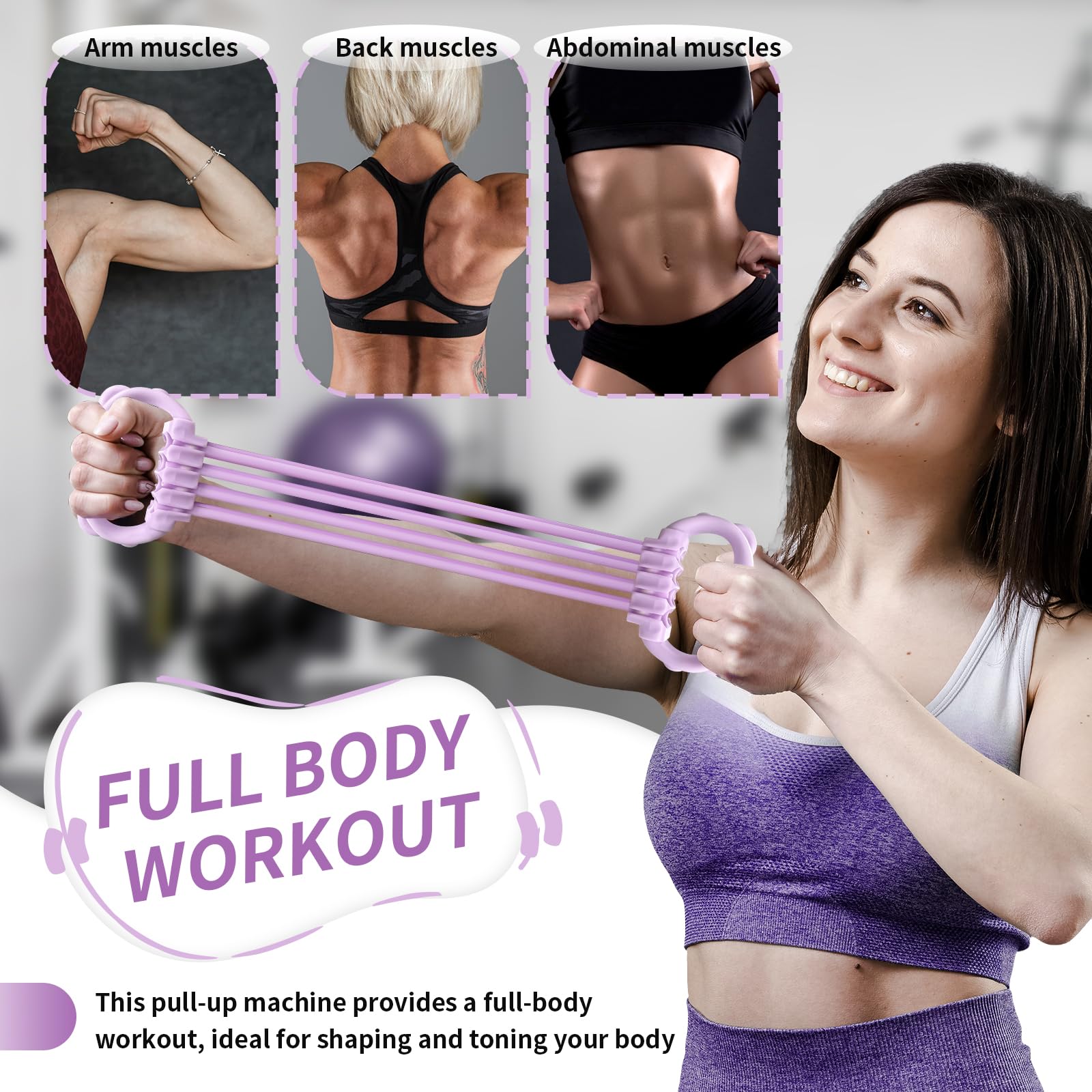 Bande di Resistenza,Bande Elastiche Fitness con Impugnatura Antiscivolo,Fasce Elastiche Fitness 15-120 Libbre,Regolabile in 8 Posizioni per L'allenamento di Petto,Braccia e Total Body