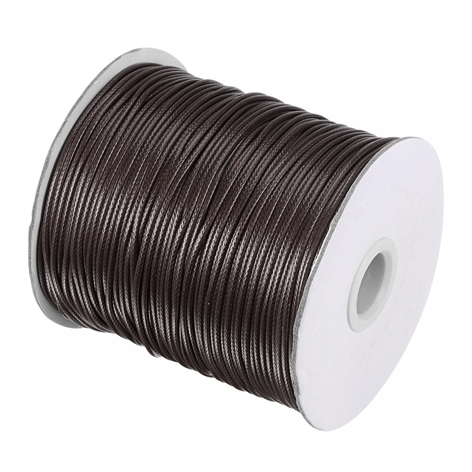 sourcing map 1.5mm Waxed Polyester String Cord 158M (172-Yards) Beading Thread Crafting Rope for Jewelry Making Bracelet Necklace Weaving, Dark Brown — image 1