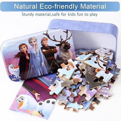 Miniatura 11 de Rompecabezas para niños de 4 a 8 años, 60 piezas para niños de 3 a 5 años en una caja de metal, rompecabezas para niñas y niños, juguetes