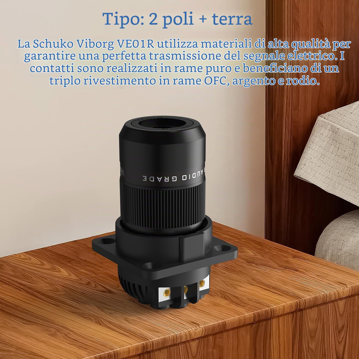 Viborg Presa da incasso per prese di alimentazione per HiFi & Highend, conduttore in rame puro VE01R