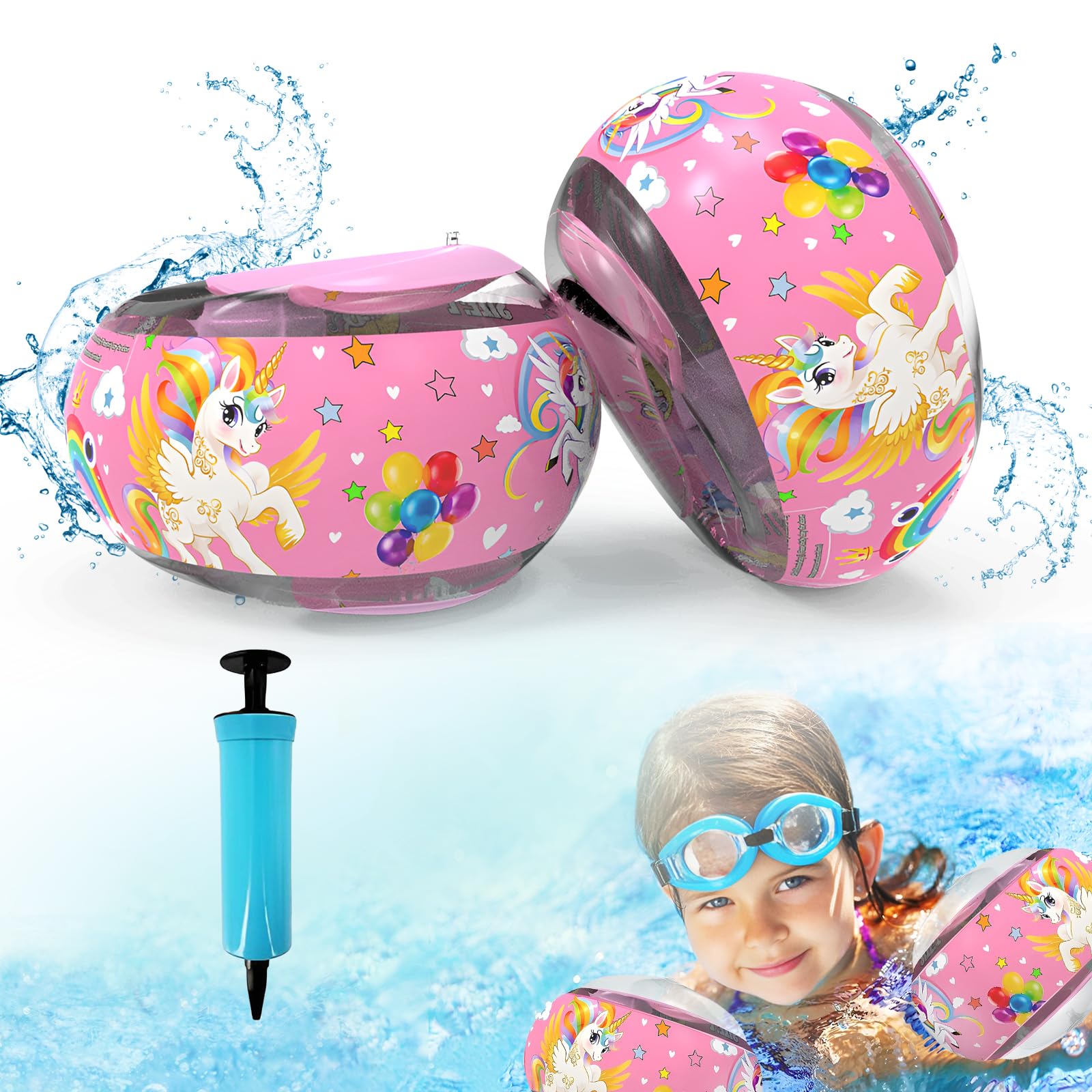 Braccioli Bambini Gonfiabili, 1-6 Anni, con 3 Airbag Indipendenti, per Nuoto Sicuro e Confortevole, Adatti a Bambini da 11 a 30 kg, Perfetti per Piscina e Attività Estive