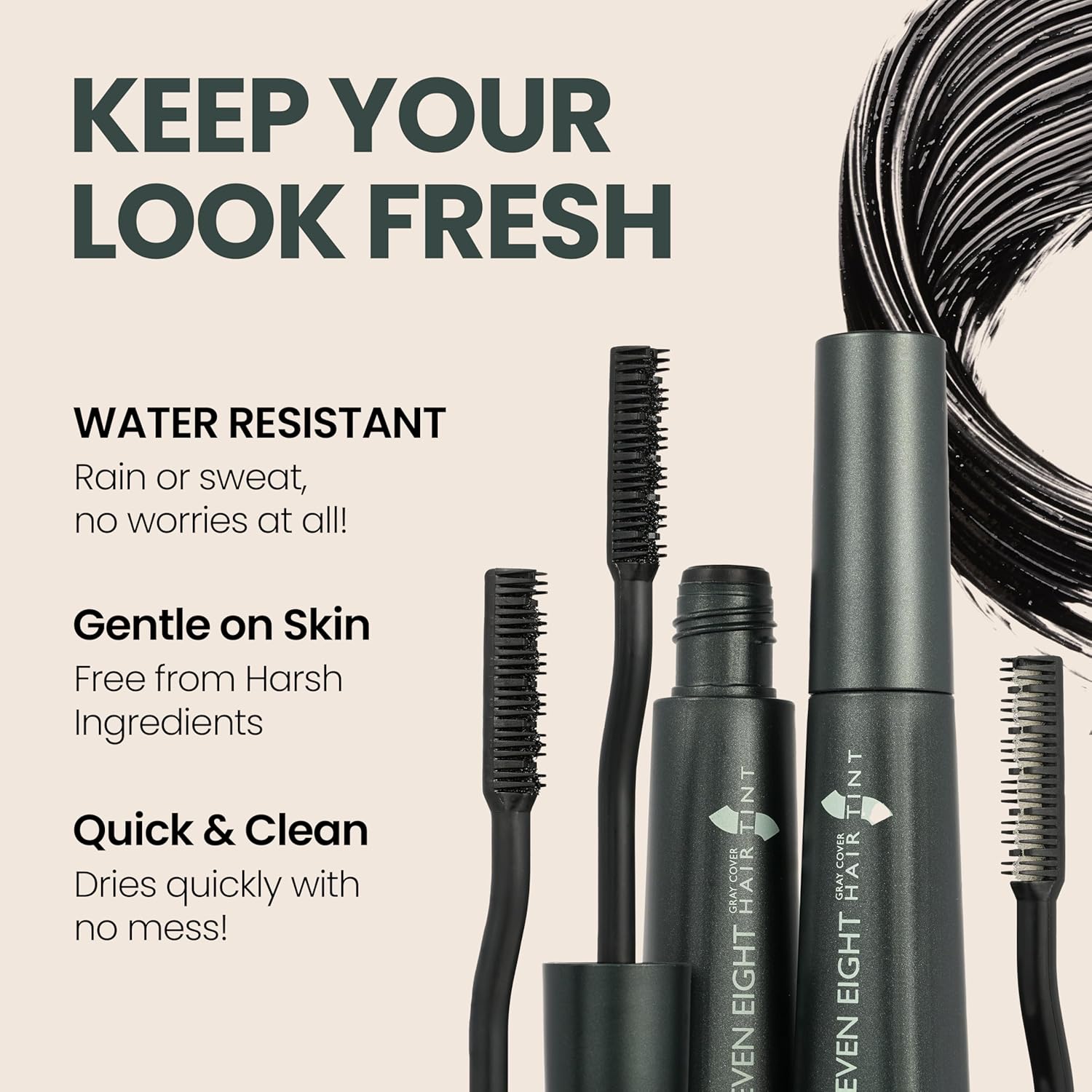 Color Cream(Natural Black) & SEVEN EIGHT Gray Cover Hair Tint (Natural Black) PPD-Free Ammonia-Free Vegan Gray Coverage Dye Sun Protection, Odorless, Gentle for Sensitive Scalp