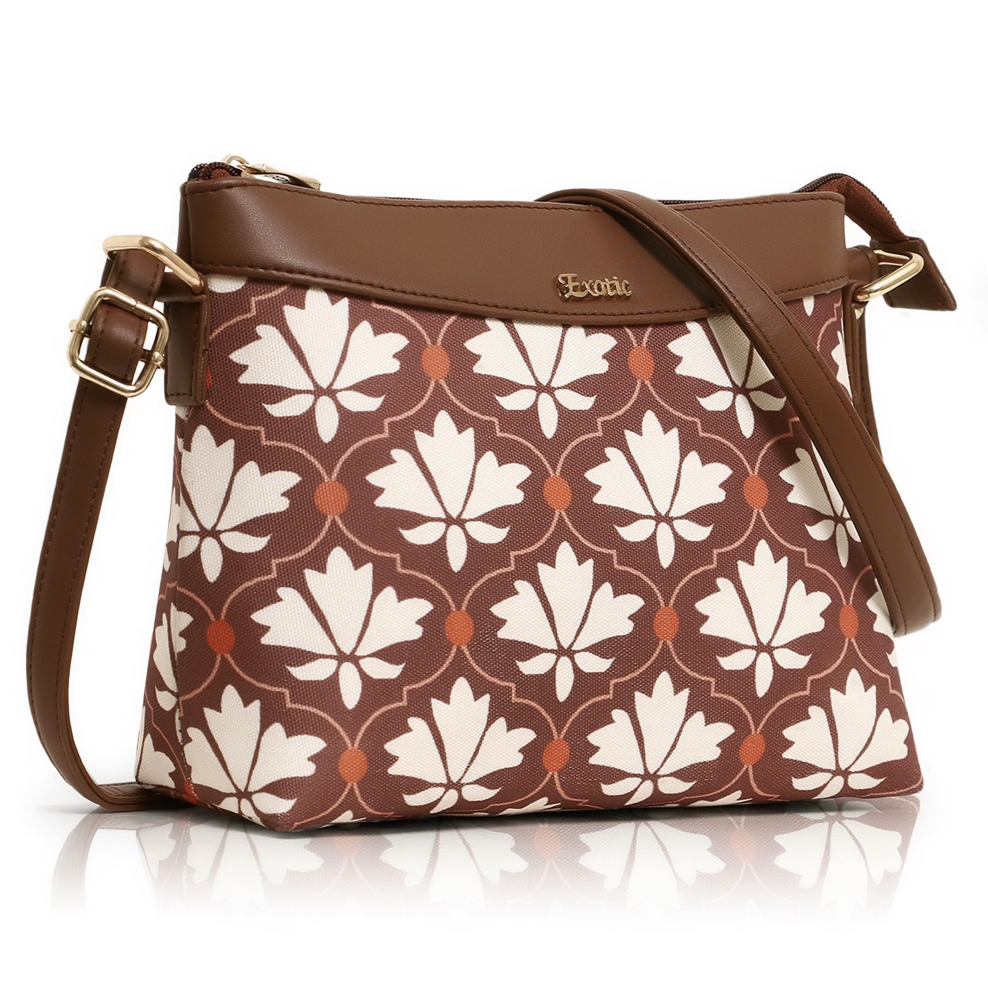 EXOTIC Dualtone Printed Flower Cross Body/Sling Bag for Girls/Women (Brown white) (B0D6VV9HBN) Amazon Price History, Amazon Price Tracker