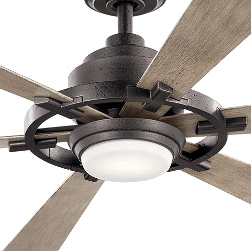 Miniatura 6 de Kichler Ventilador de techo LED Gentry Lite de 52 pulgadas y cristal de ópalo grabado en hierro yunque con cuchillas grises envejecidas envejecidas,