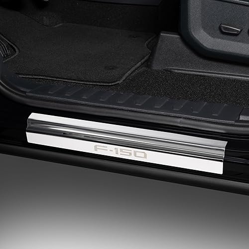 Putco Kit de placas de umbral de puerta de acero inoxidable con logotipo F150 - Compatible con Ford F150 SuperCrew 2021-2026