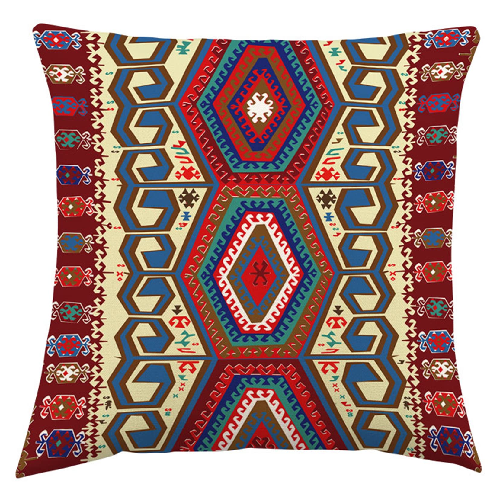 Juego de 2 Fundas Almohada Decorativas Estilo Chino, Seda, Bohemio, algodón y Lino, con diseño Mandala, cuadradas, for decoración del hogar(E,45 x 45 cm (Pack of 2))
