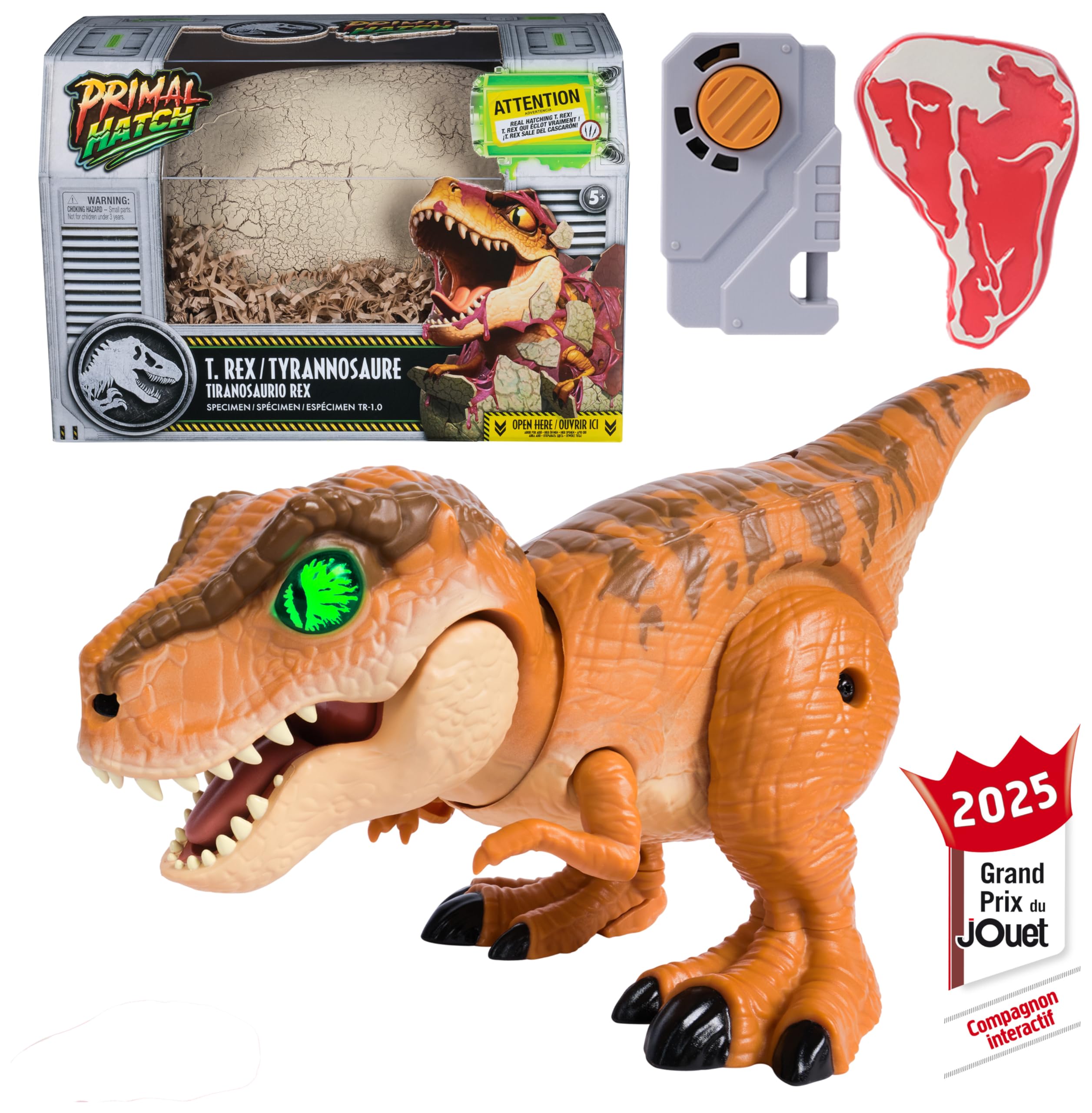 Primal Hatch Jurassic World Dino Eclosion Secrète - Oeuf Dinosaure à Faire Éclore - Jouet Enfant 5 Ans+ - 2 Accessoires - 100 Sons & Réactions
