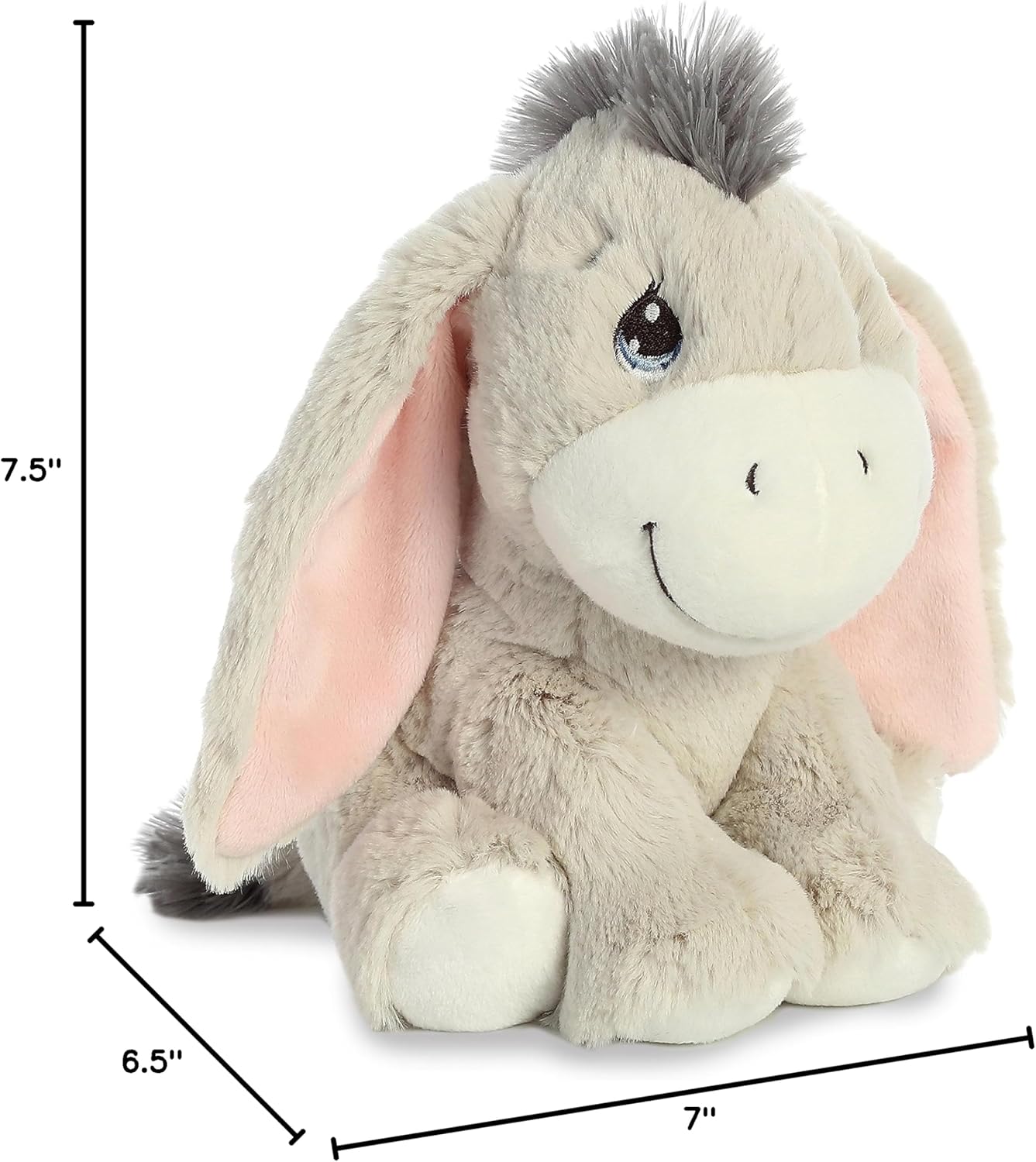 Aurora® Adorable Precious Moments™ Dusty Donkey Stuffed Animal - Heartwarming Toy for Comforting Children - for Sentimental Gifts, Birthdays, and Adults - Gray 7.5 Inches