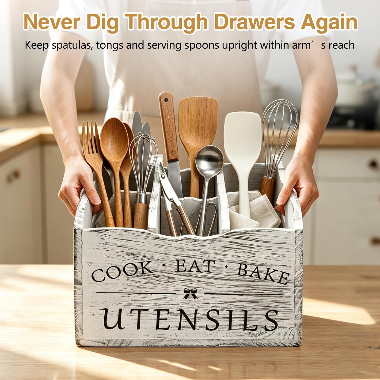 Kitchen Utensil Holder, Extra Large, 6 Compartments