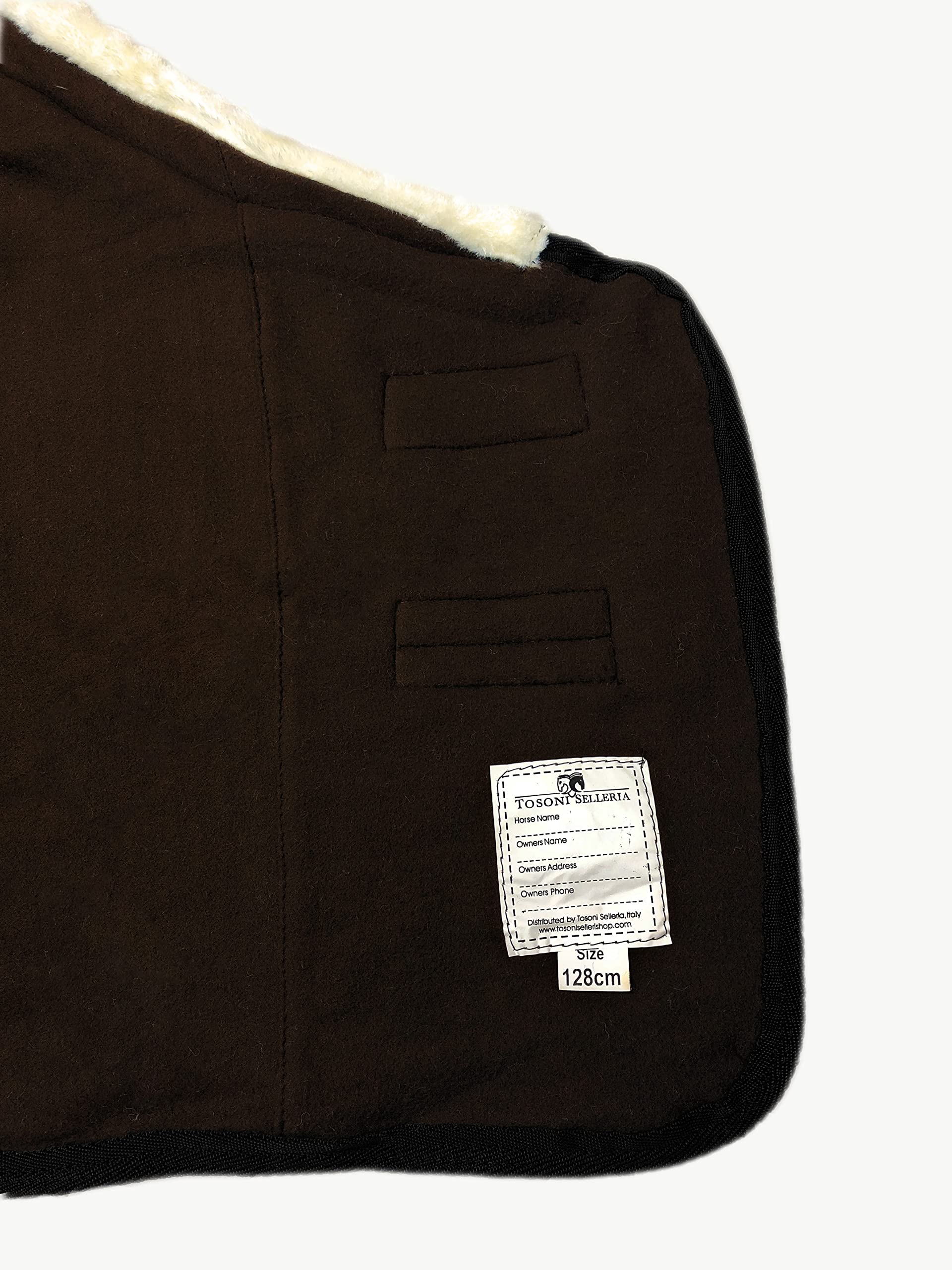 Horses, Coperta per Cavallo in Pile Fluffie DK, Morbida e Comoda, con Inserti in Pelo sul Collo e sopra la Coda (145 cm, Marrone Scuro)