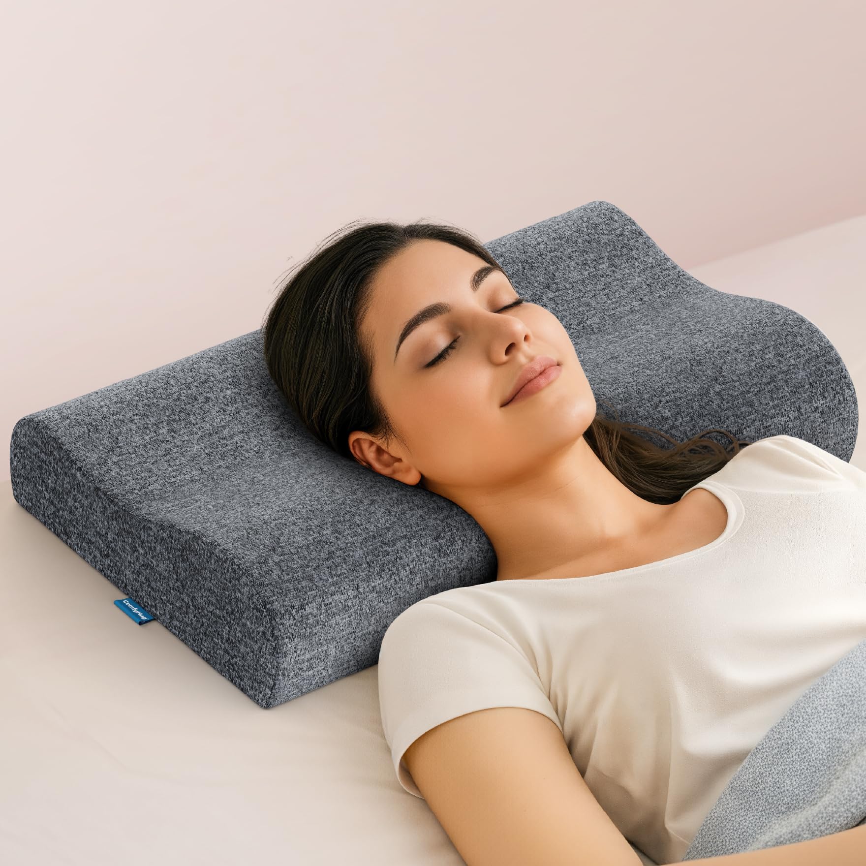 ComfyHug Cervical Pillow for Neck Pain, Spondylitis & Shoulder Stiffness – Orthopedic Memory Foam Neck Pillow for Sleeping | Pain Relief for Neck, Spine & Shoulder (18 × 11 × 3.5 Inch, Grey)