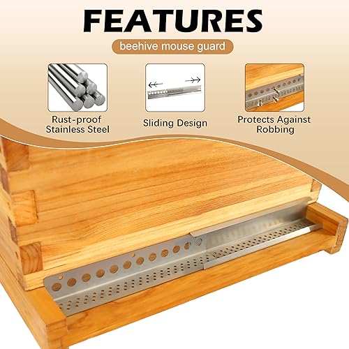 Miniatura 3 de BeeCastle 4 unidades reductor de entrada de colmena y protector de ratón, protectores deslizantes de ratón para colmena de abejas de 8 o 10 marcos,