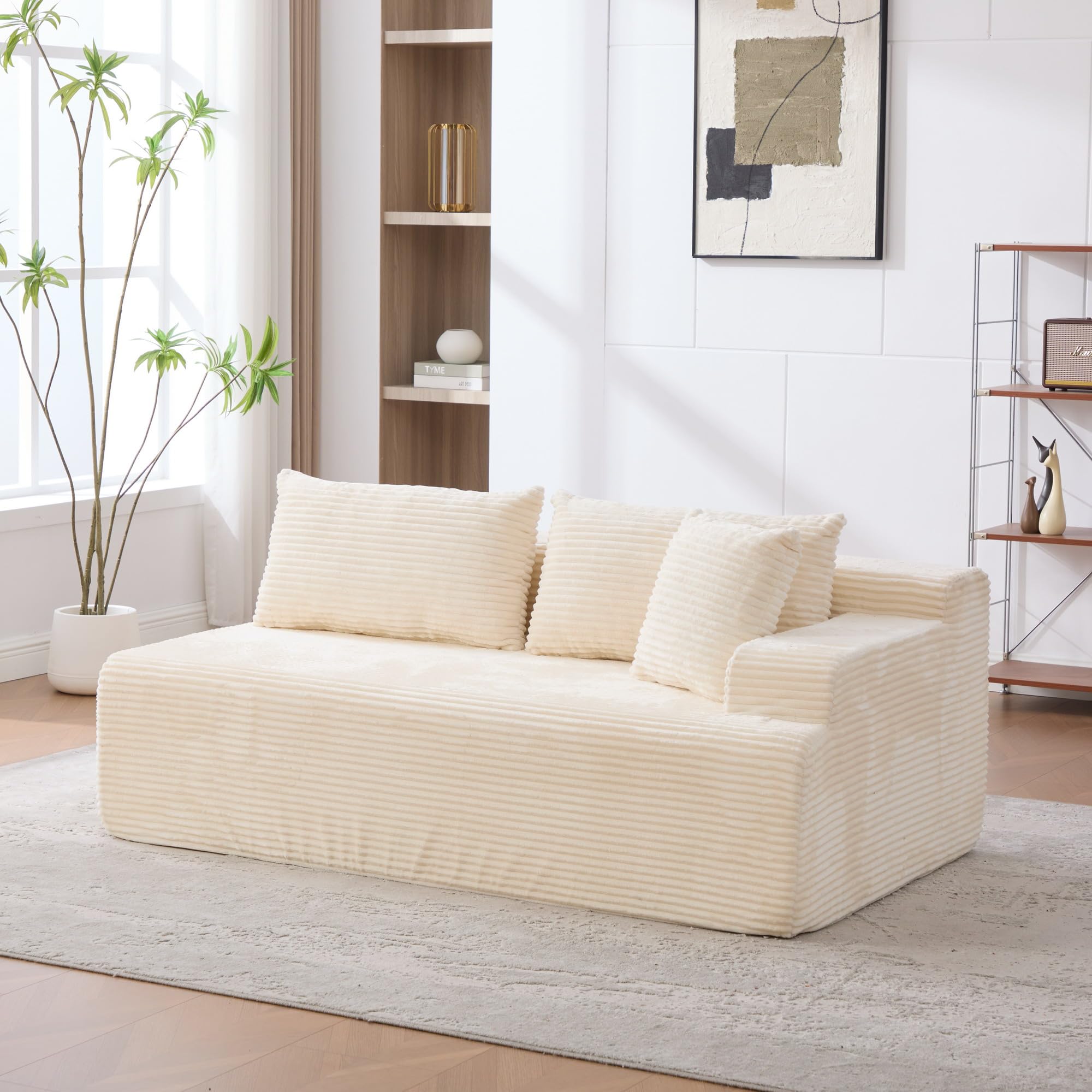 Generisch Sofá de Compresión Modular Chenille Beige, Previamente Montado