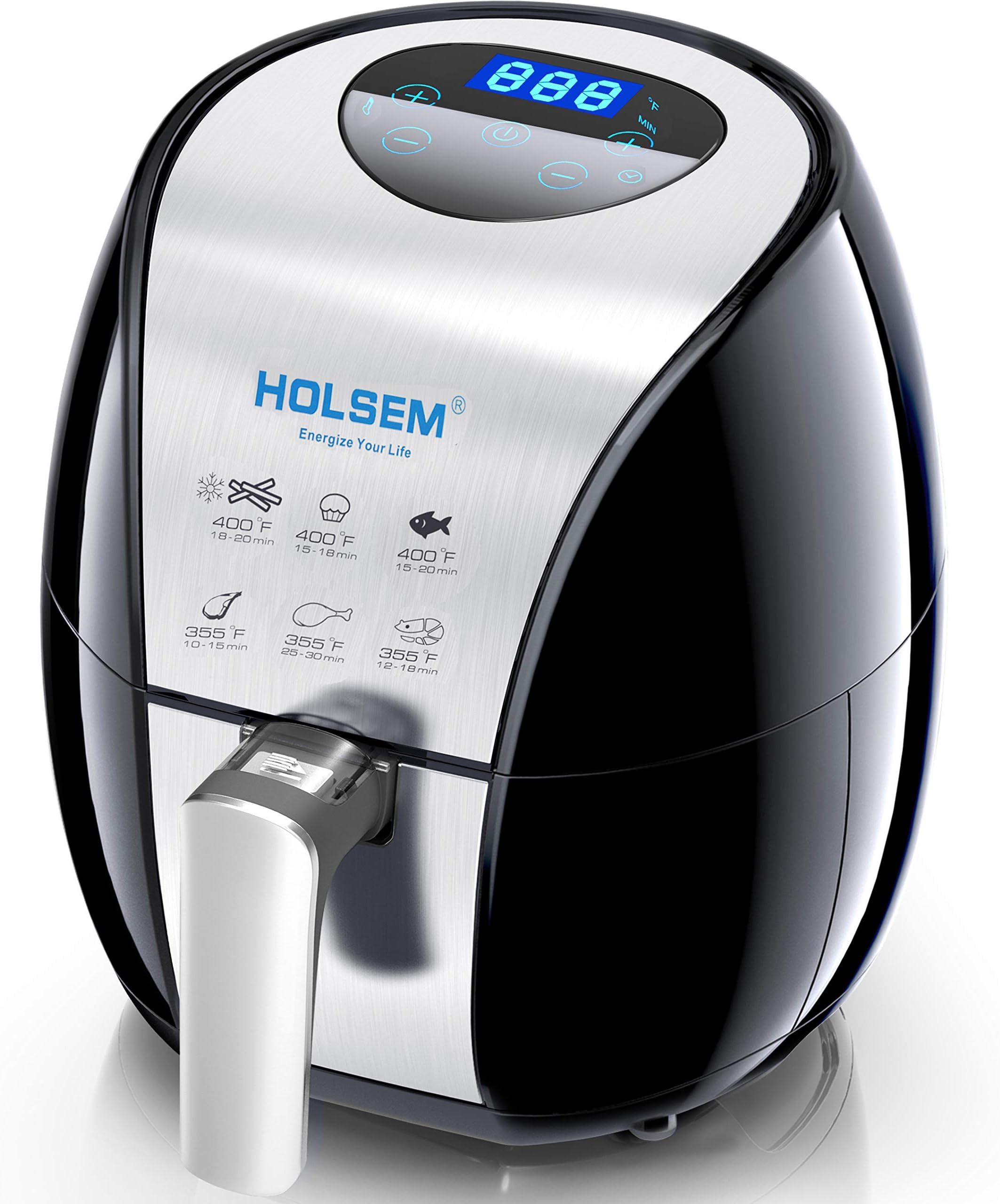Digital Air Fryer with Rapid Air Circulation System, 3.4 QT Capacity with LED Display - Black/Stainless Steel