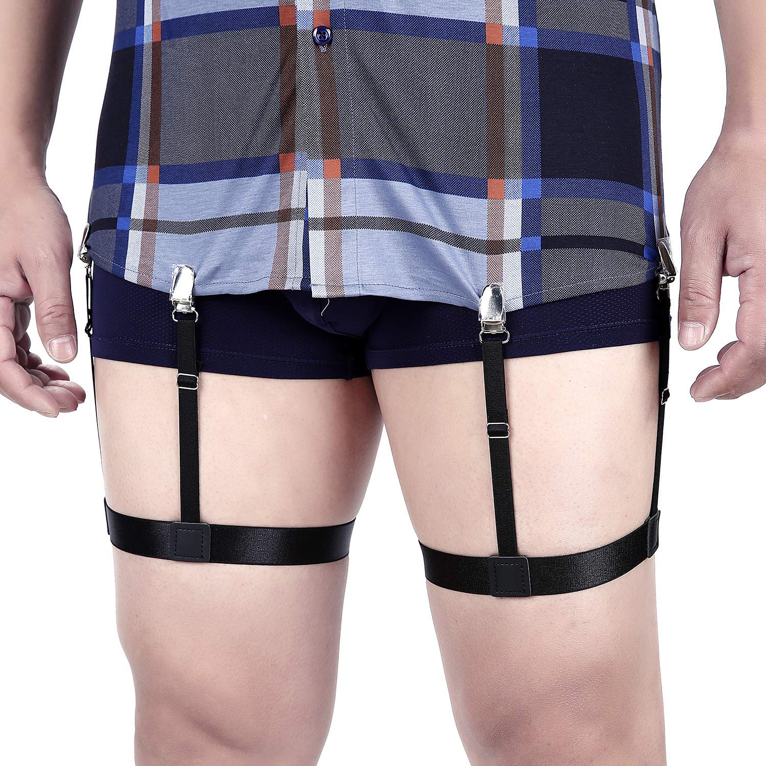 JERN® Men and Women Shirt Stays Adjustable Elastic Shirt Garter Shirts Holder with Non-slip Locking Clamps