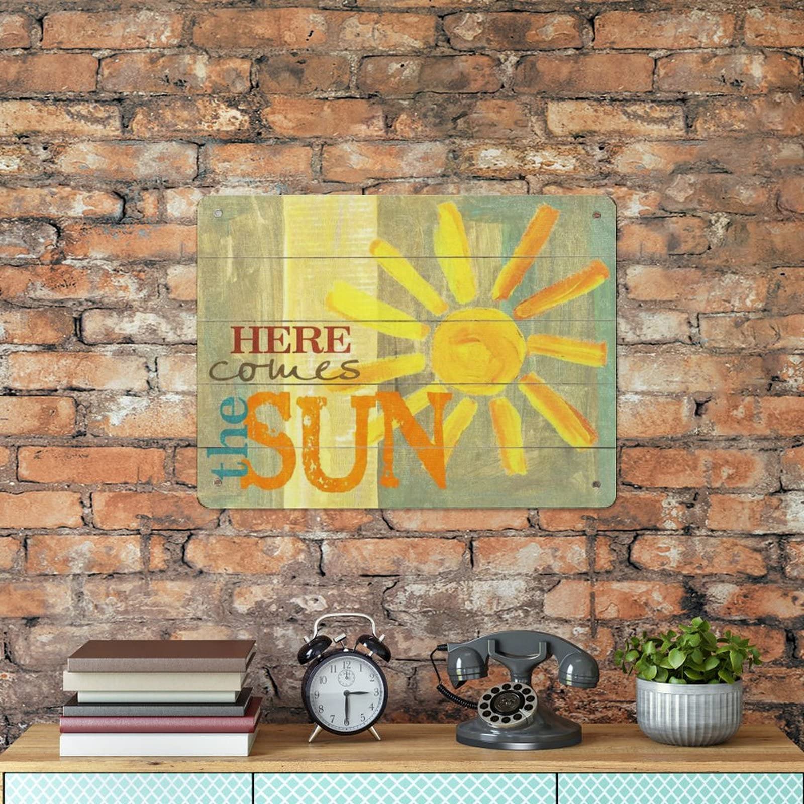 Targa Decorativa In Alluminio A Forma Di Chitarra – Scritta 'The Sun Is Coming' – Retrò, Per Casa, Bar, Garage – 30x40 Cm