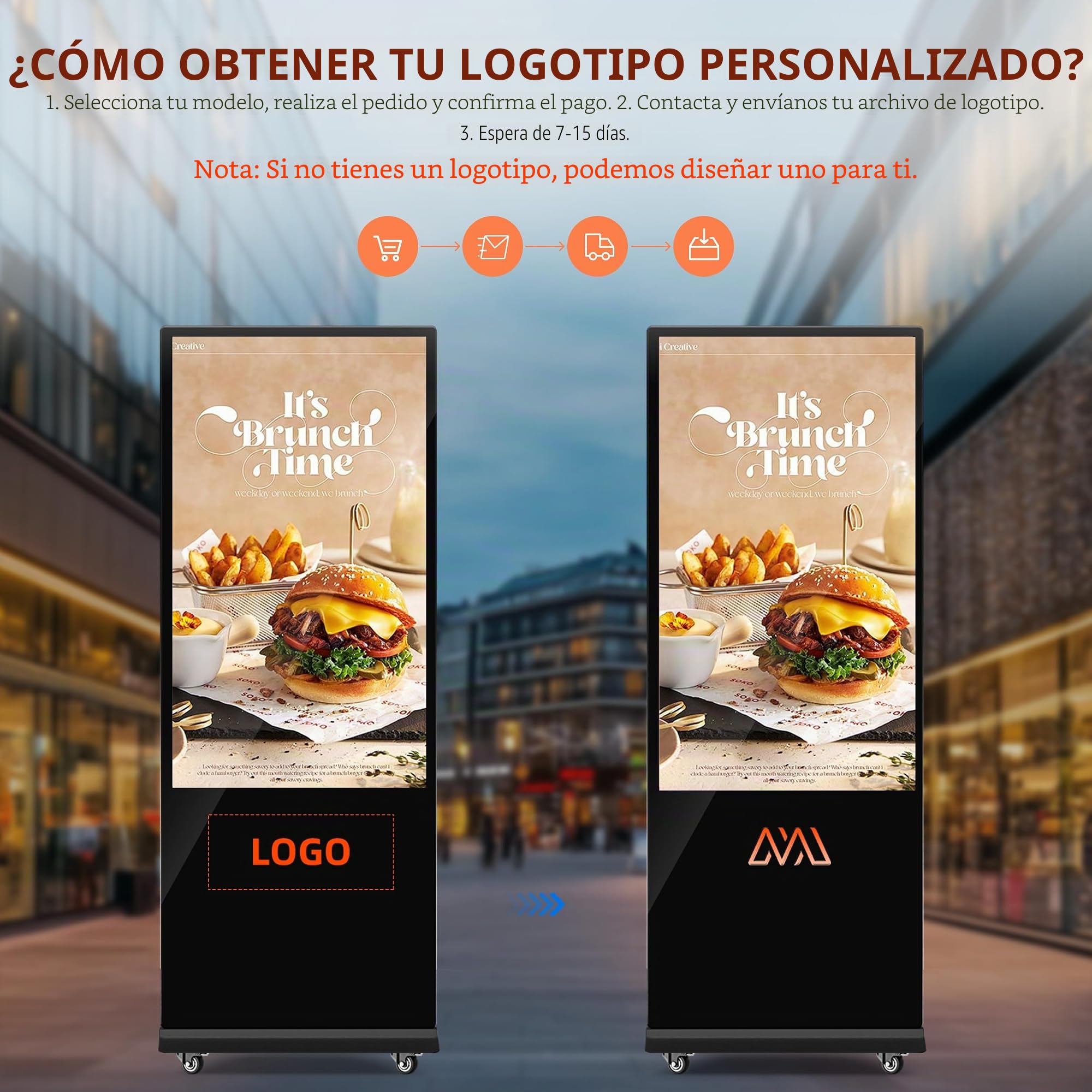 43 Pulgadas Pantalla Publicidad, LCD Señalización Digital, Automática Monitor Vertical Portátil para Tienda, Restaurante, Centro Comercial, Compatible con USB/WiFi/HDMI, Android OS