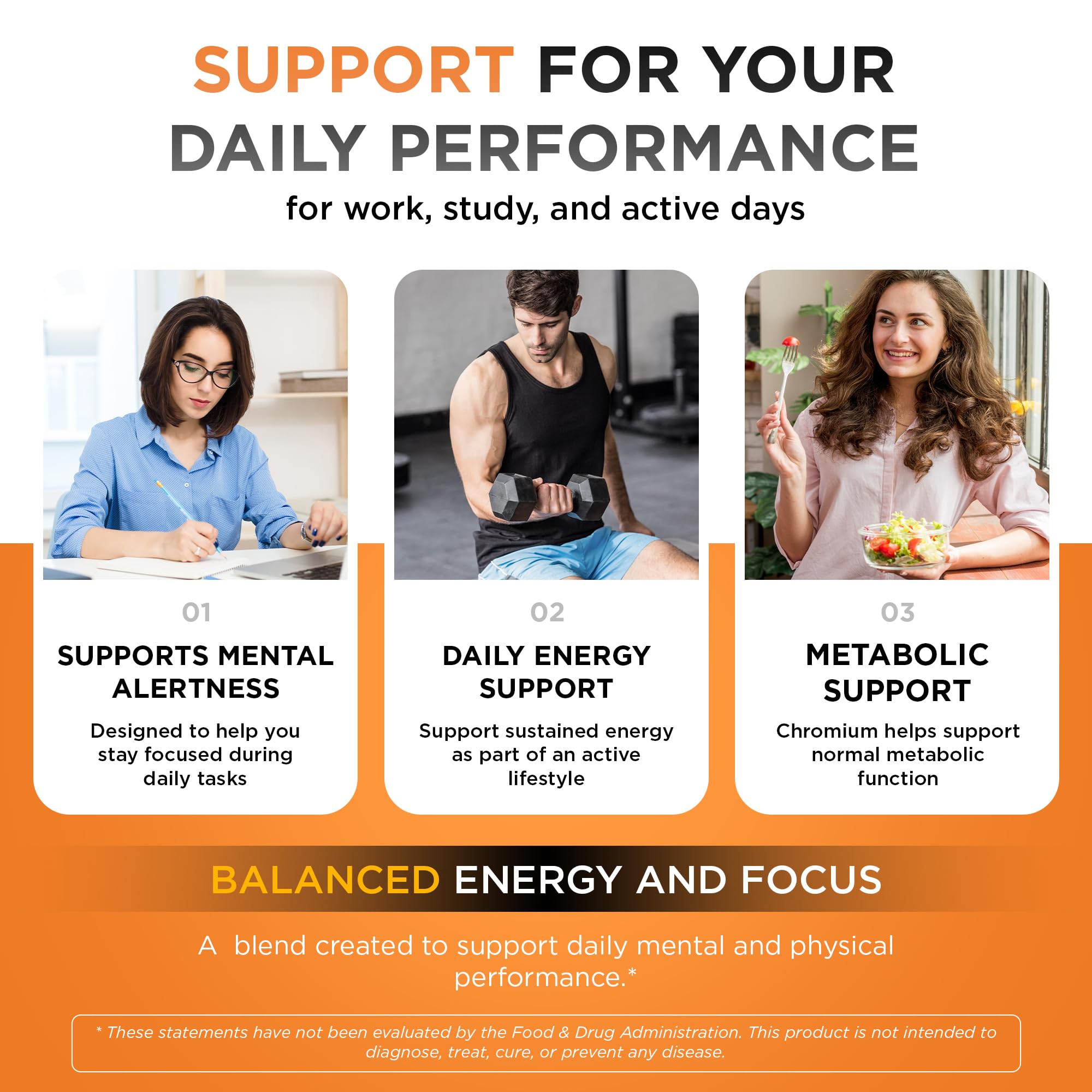 Awakening Natural Energy & Focus Supplement with Panax Ginseng, Guarana Extract & Chromium Picolinate | Brain Supplement for Focus, Energy, Mood & Clarity | Gluten Free Veggie, USA - 60 Caps — Amazon image 3