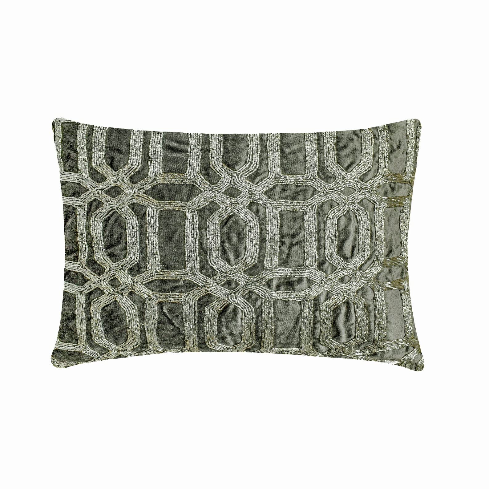 The HomeCentric Decorativo Oro Fodera per Cuscino Lombare, Set da 2, 30x60 cm Lino e Velluto