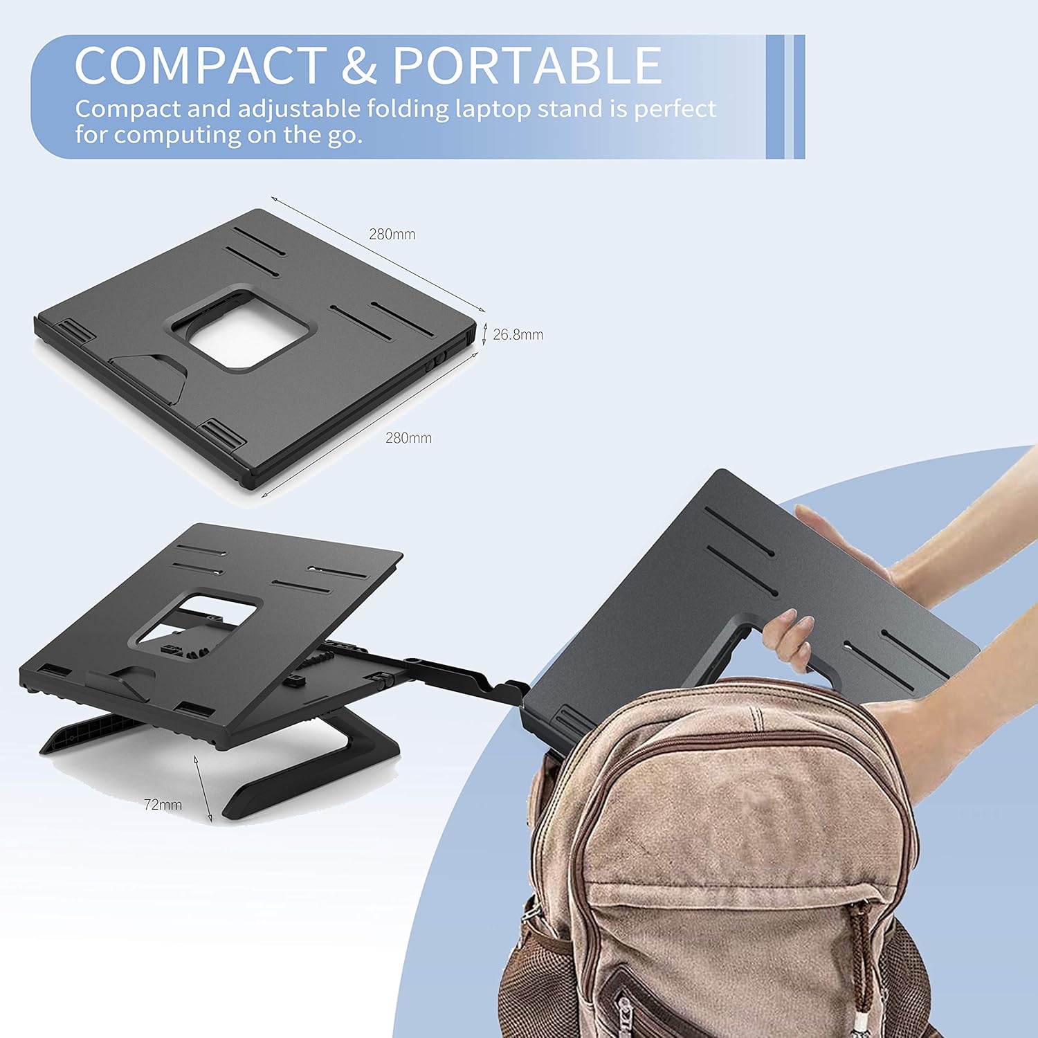 Flash Deals - 70% OFF Laptop Stand for Desk, Dual Phone Holders Multi-Angle Ergonomic Adjustable Computer Stand for Laptop, Portable Foldable Laptop Riser with Heat-Vent, Compatible with All Laptops of 10-17 Inches (Black) Best Review Laptop Stand for Desk, Dual Phone Holders Multi-Angle Ergonomic Adjustable Computer Stand for Laptop, Portable Foldable Laptop Riser with Heat-Vent, Compatible with All Laptops of 10-17 Inches (Black)