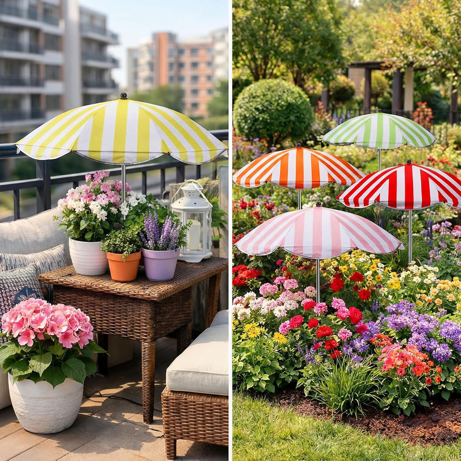 Sadnyy 6 Pack Plant Umbrellas for Outdoor Plants 24" Garden Plant Umbrella Shade for Plants, Flowers, and Garden Decoration Perfect for Patios, Lawns, and Outdoor Events