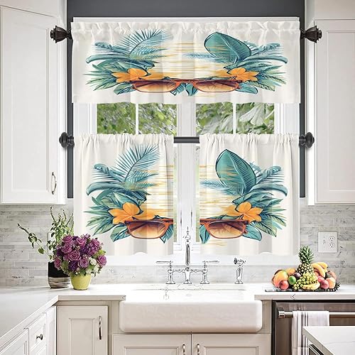 Miniatura 643 de Cenefas de cocina modernas con patrón de cobre marrón dorado para ventanas, cenefas opacas abstractas de marcas de arañazos y cortinas opacas