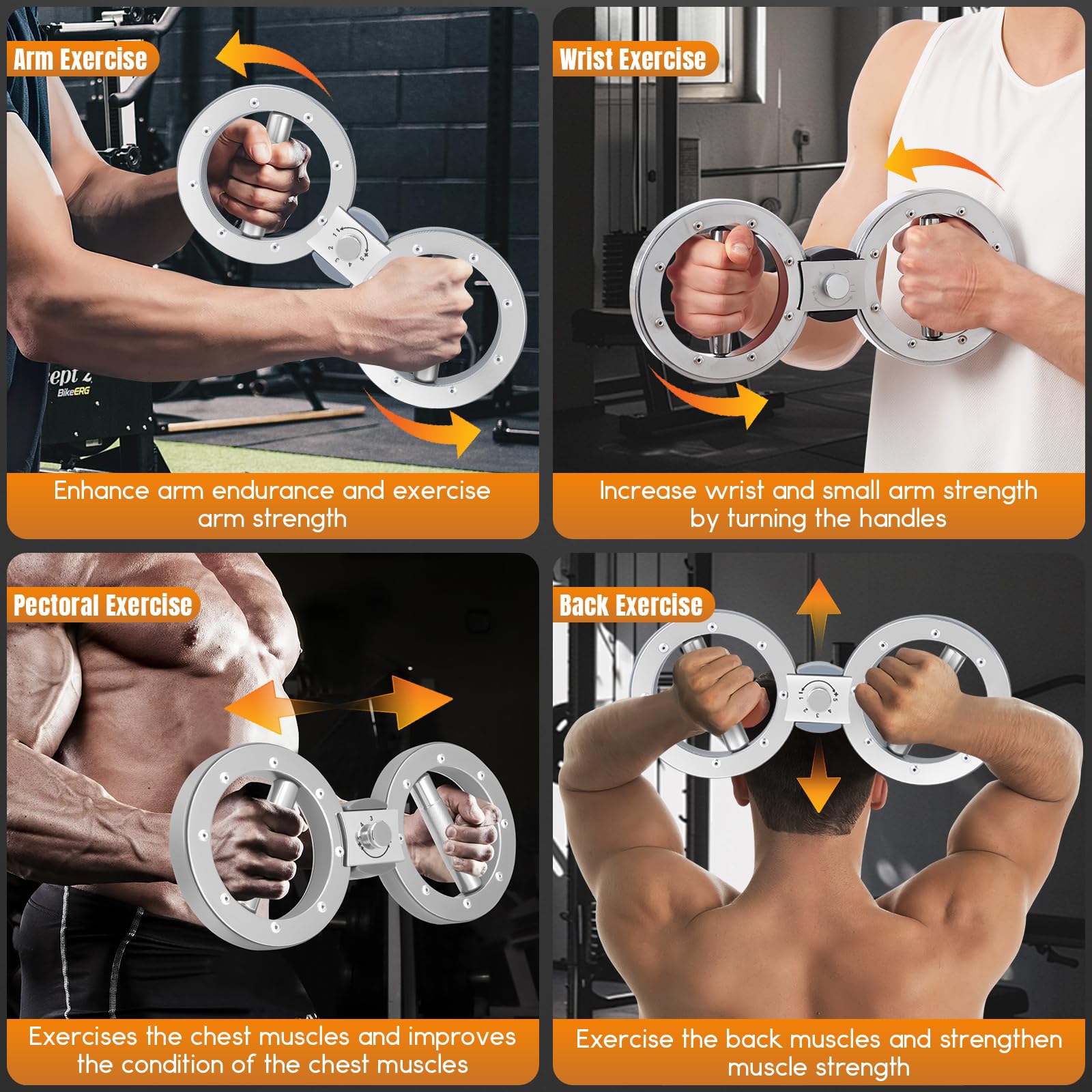 Machine à brûler 5,4 kg avec 2 bandes de transpiration, rotation à 360 °, appareil d'exercice pour avant-bras, résistance réglable, entraînement rotatif multi-fonctions