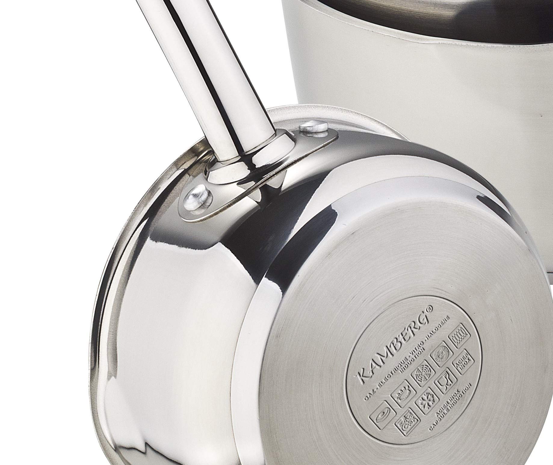 Kamberg - Gamme Pro - Batterie 5 Casseroles inox 12/14/16/18/20 cm - Acier Inoxydable Haute Qualité - Poignée anti chaleur Argent - Tous Feux dont Induction - 0008077
