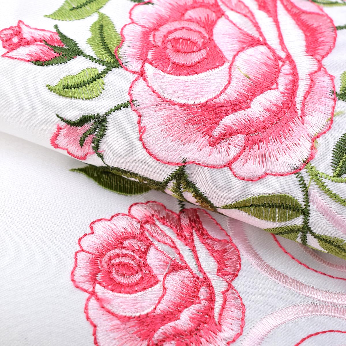 Molaxhome Beautiful Dazzling Embroidered Window Valance,Rod Pocket Valance and Tiers for Home Decor (Pink, W58x14L) - Image 4