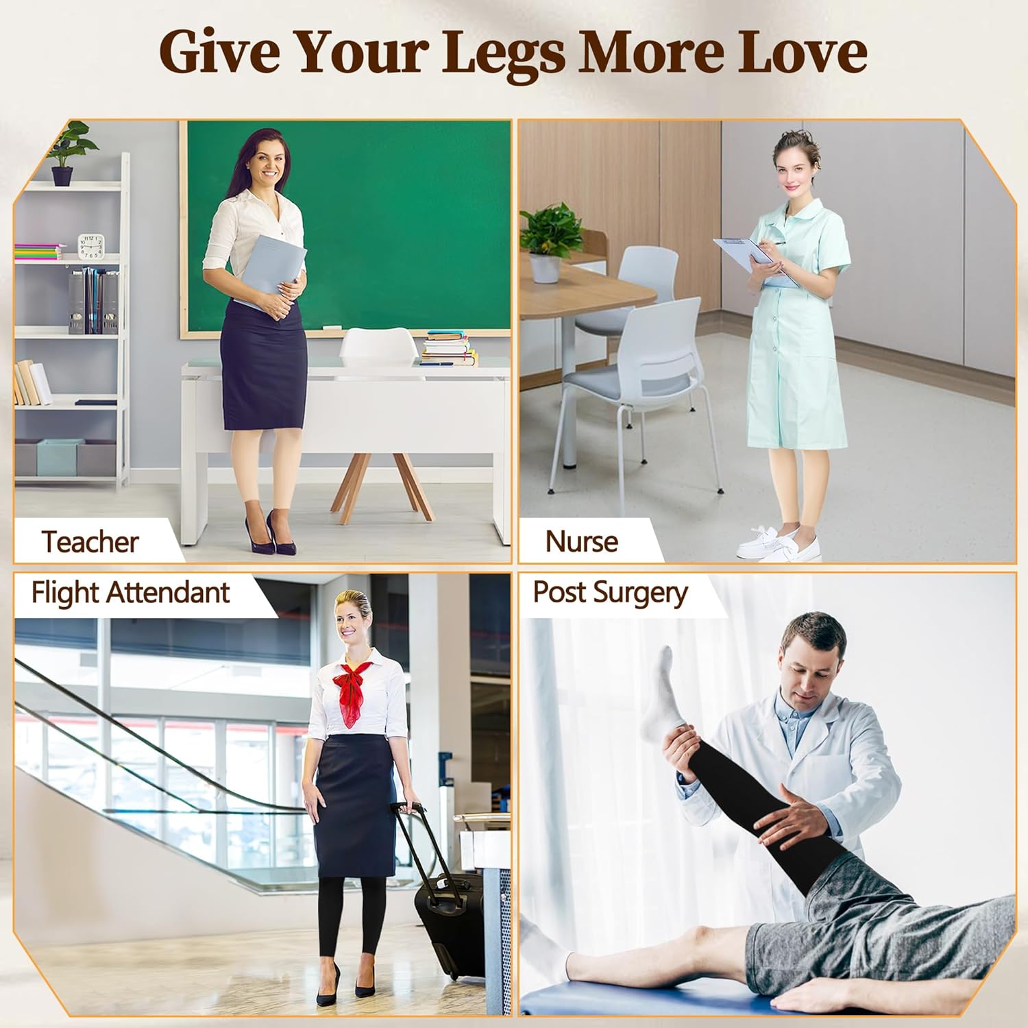 Medical Compression Stockings for Women & Men, 20-30 mmHg Footless Thigh High Compression Socks, Long Graduated Compression Sleeves, Full Leg Pressure Support Hoses for Varicose Veins, Edema - Image 6