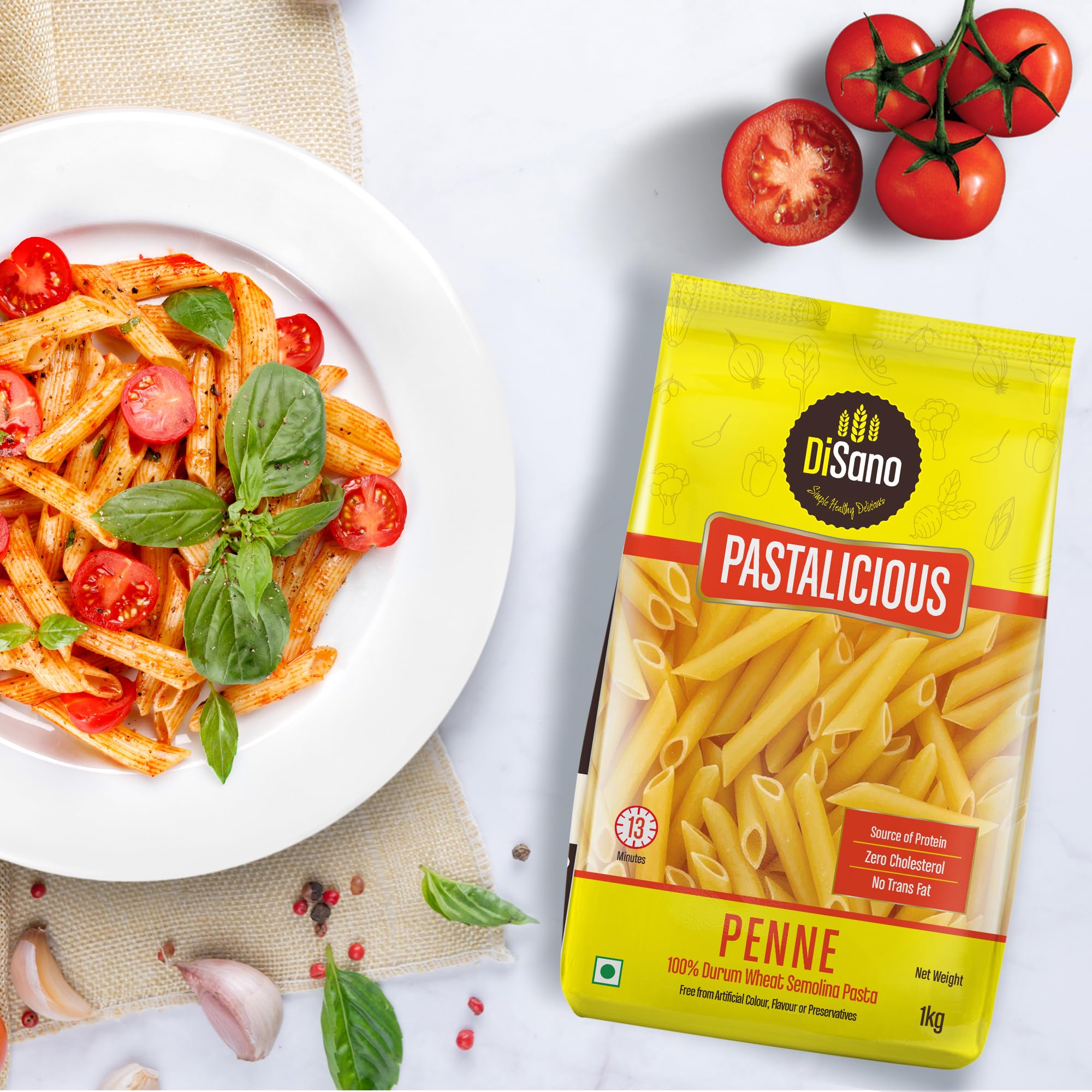 DISANO Pastalicious 100% Durum Wheat Fusilli Pasta, 1Kg & 100% Durum Wheat Penne Pasta, 1Kg 1