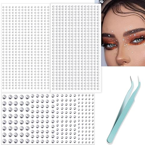 Miniatura 7 de NOOEPC Gemas faciales para el cabello, joyas autoadhesivas para el cabello, joyas para el cabello de 22.53450.236 in, gemas para la cara, ojos,