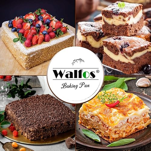 Miniatura 5 de Walfos Molde cuadrado de silicona para tartas de 8 pulgadas con agarres antideslizantes, antiadherente y libre de BPA, perfecto para brownie,