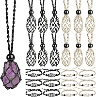 Vista 9 de 24Pcs Collar de Cristal Ajustable Collar de Piedra de Cristal Collar con Colgante Cordón de Collar Trenzado a Mano Cuerdas para Hacer Joyería