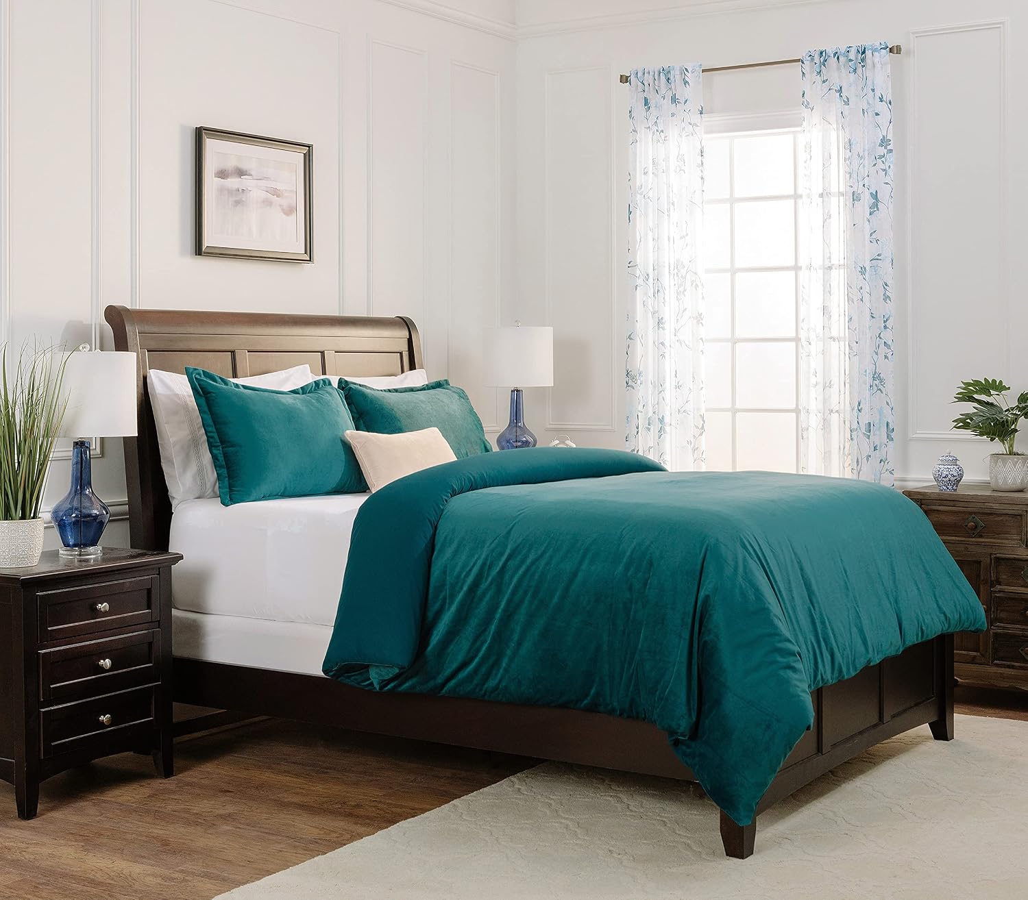 Chanasya Premium Velour Velvet Duvet Cover Set - Duvet Cover (104” x 90”) & 2 Pillow Shams (20” x 36”) - 3-Piece Set - Deep Teal, King Size