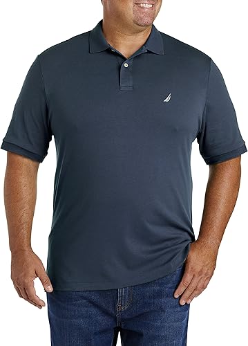 Nautica Classic Fit Short Sleeve Solid Soft Cotton Polo Shirt, Bleu Marine, 4X H