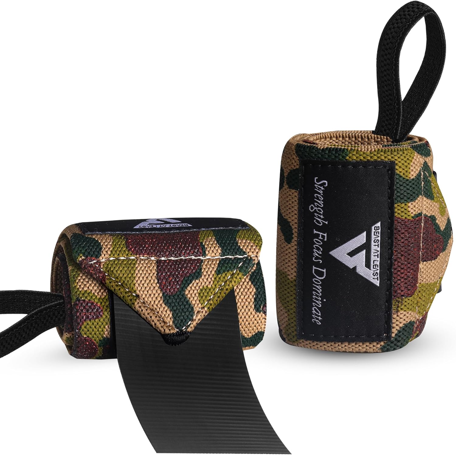 Weight Lifting Wrist Wraps – 18” Cotton Wrist Support with Thumb Loop – Gym Straps for Workout Powerlifting Weightlifting Fitness Strength Training, Stiff Wrist Straps