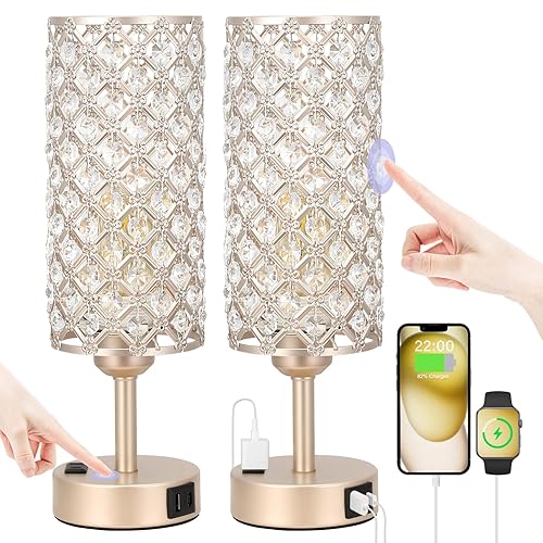 Touch Table Lamps for Bedrooms Set of 2-3 Way Dimmable