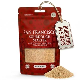 KozyKraft San Francisco-Style Dehydrated Sourdough Starter Culture, Dry Sourdough Starter Packet for Artisan Bread, Pizza & Baking, Shelf-Stable Starter (1 Pouch, 5g) - Amazon product rated Grade A