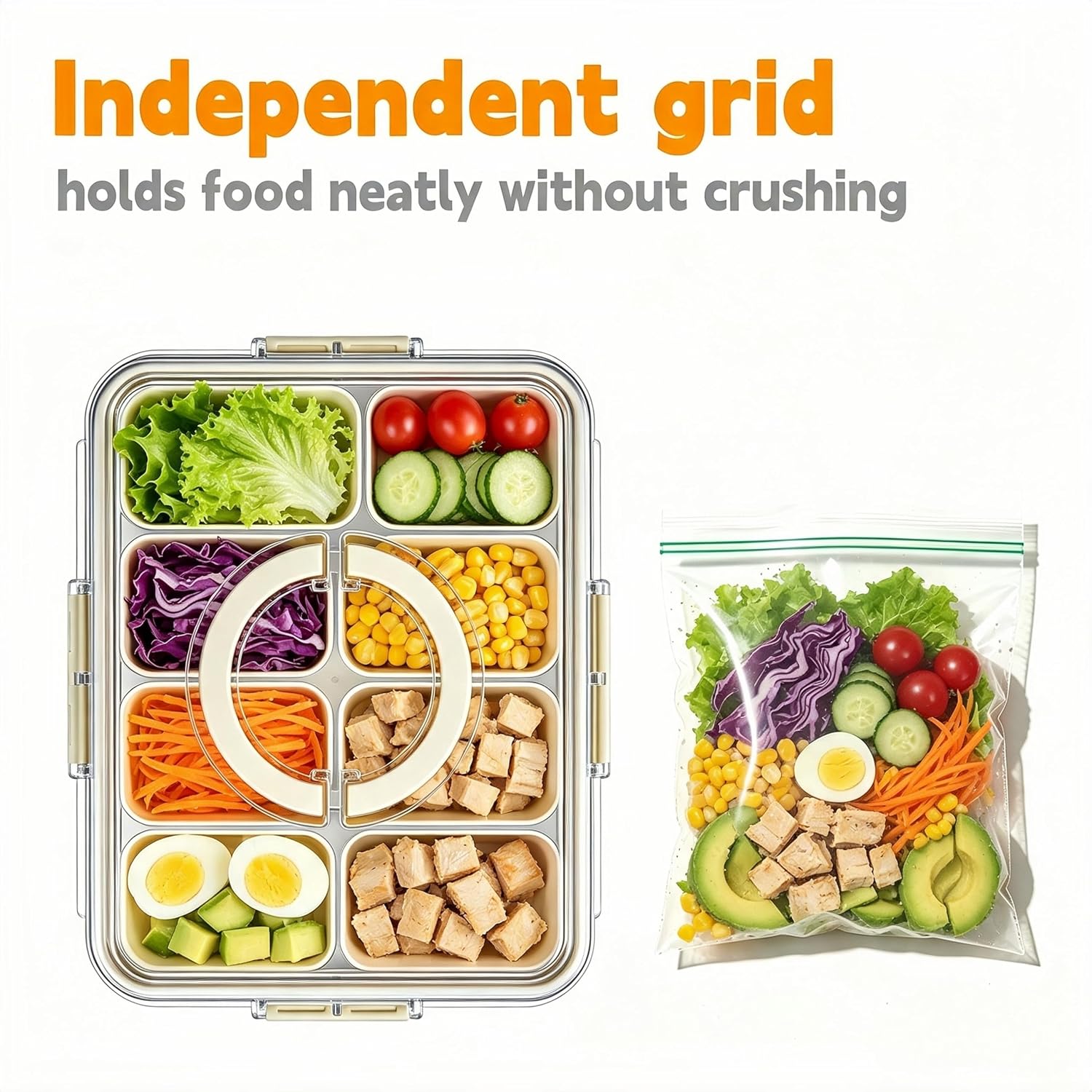 Runhike Salad Bar Containers for Fridge, Veggie Tray with Lid Handle