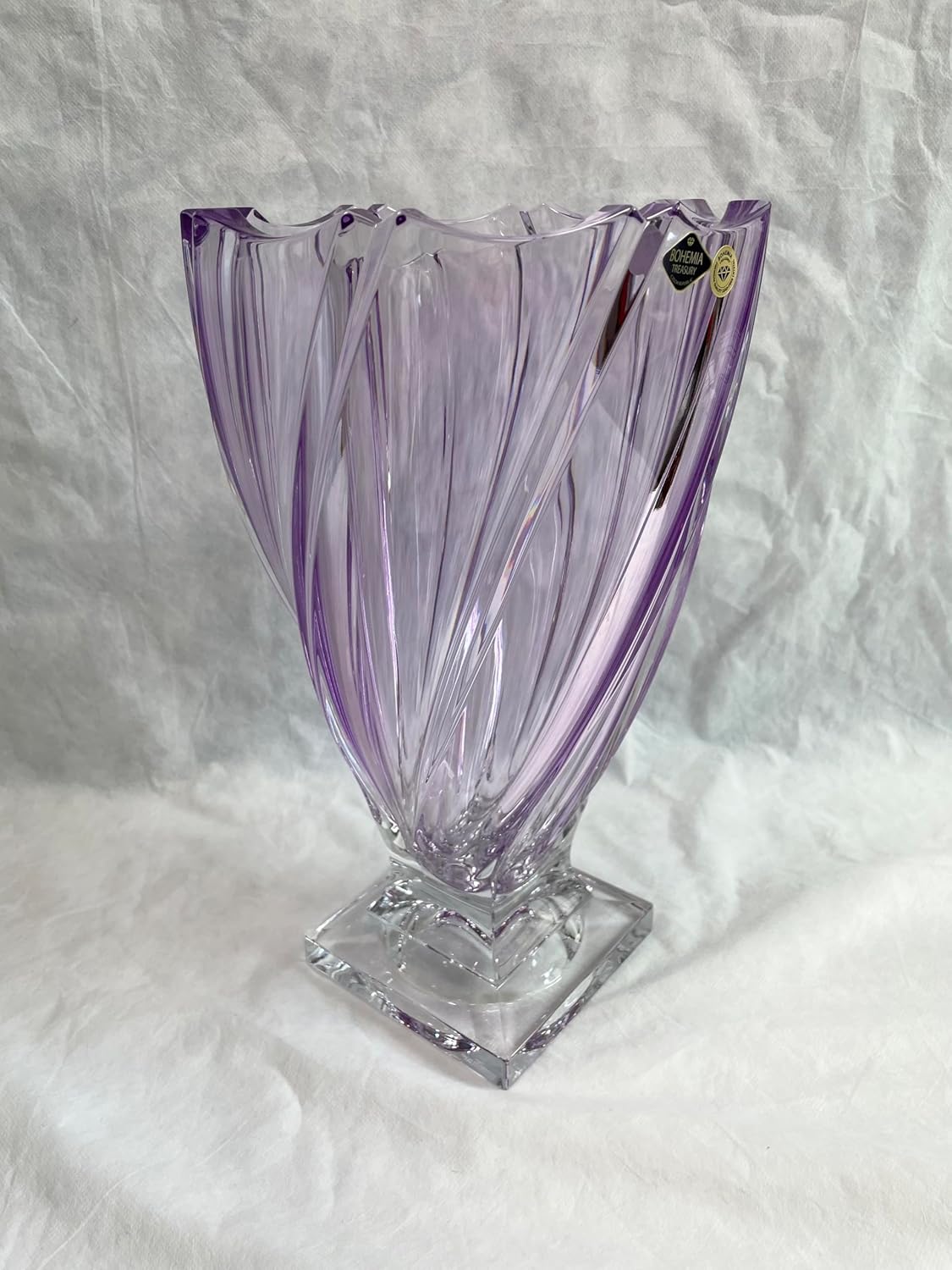 Crystal Vase 13 ", Flower Vase ,Bohemia Crystal Home Decor, Centerpiece Purple Bud vase, Czech Crystal Glass, Wedding Gift