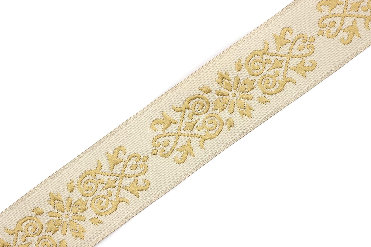 11 Yard Spool 1.37" Wide Gold & Black Victorian Jade Jacquard Ribbon Embroidered Bordure Upholstery Fabric Tapestry for Embellishment Home Decor 35271