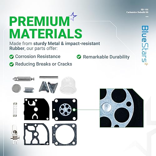 Miniatura 5 de BlueStars Kit de reconstrucción de carburador RB-100 con bombilla de imprimación, compatible con Zama C1Q-S serires STHIL HS45 FS55 FS38 BG45 MM55 y