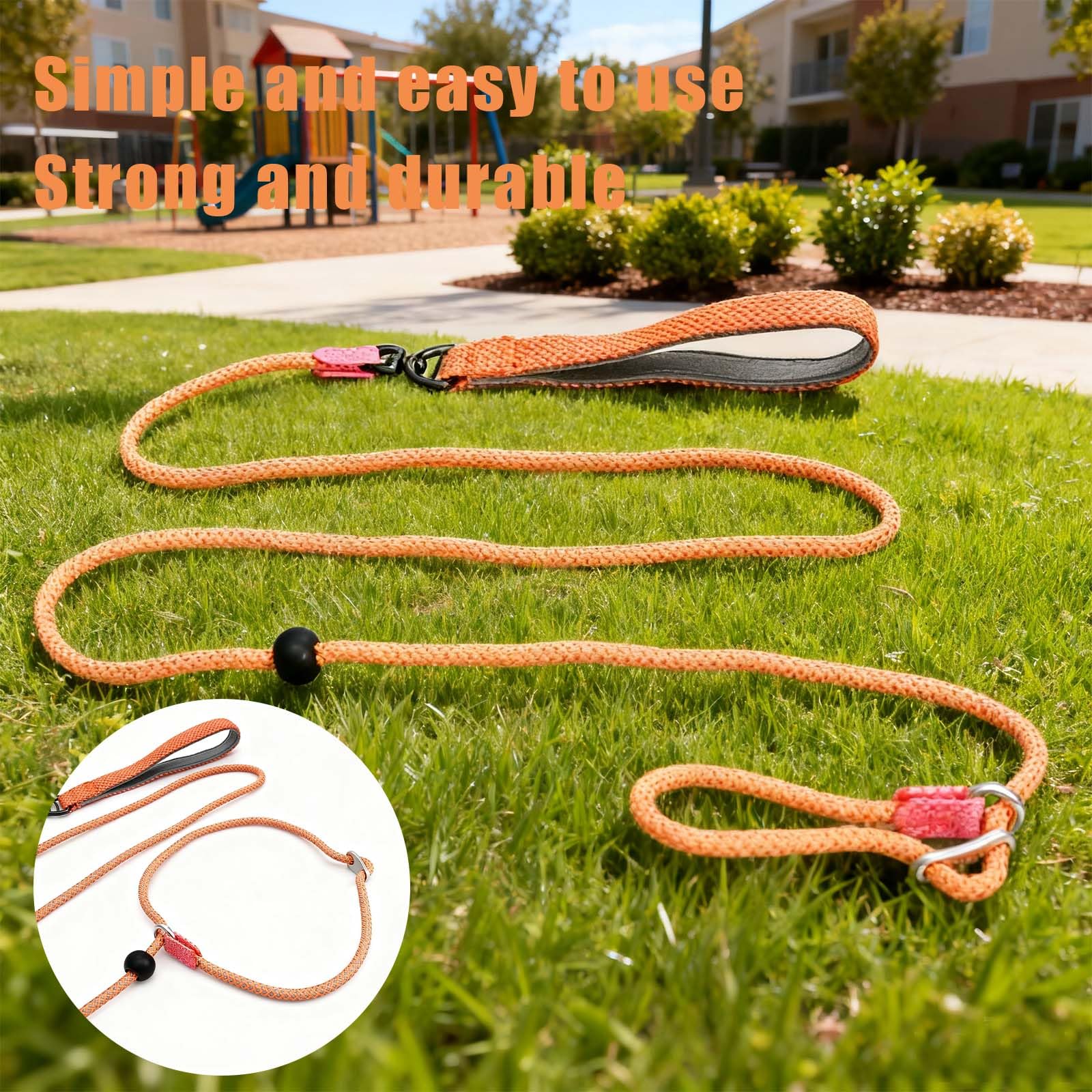 Rieoany Dog Training Leads, 6mm x 180cm Rope Slip Lead for Dogs Adjustable Training Lead - Image 4