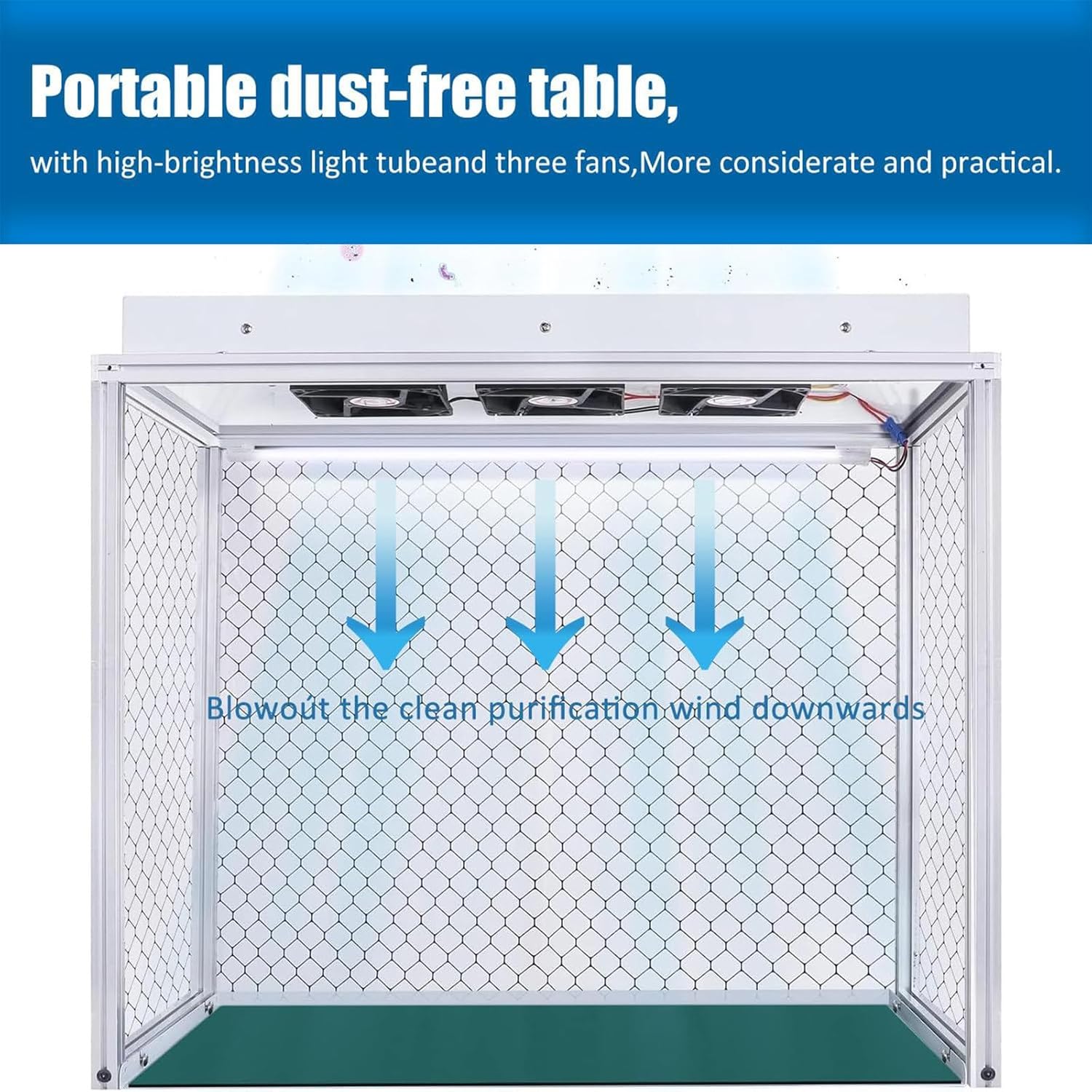 Vertical Laminar Flow Hood Mycology Laminar Flow Cabinet Particulate Filter with Three Fans and HEPAs-Filter,for Cell Phone LCD Screen Repair/Workshop/Lab Dust Work,110V
